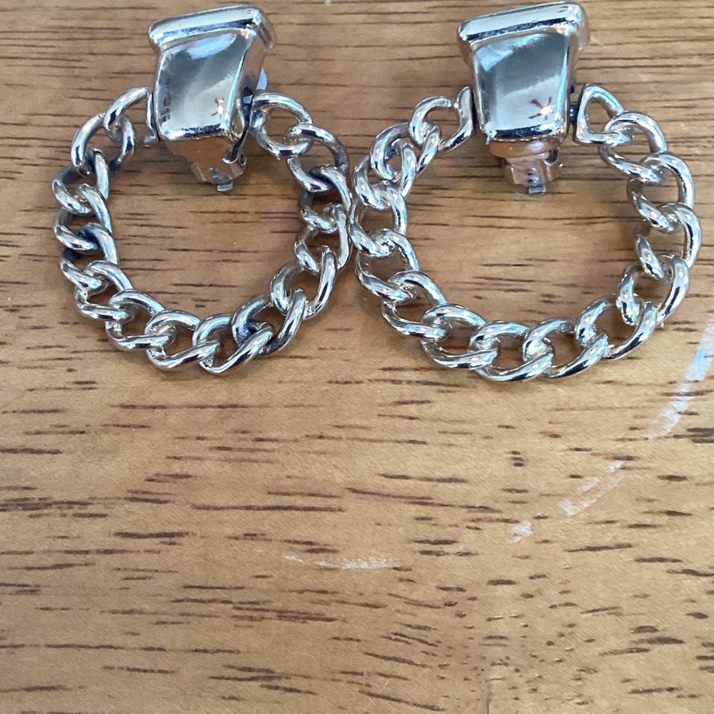 Givenchy Gold Tone Chain Hoop Earrings